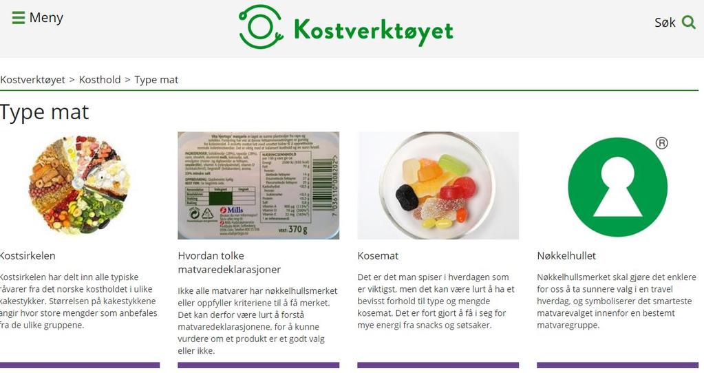 KOSTVERKTØYET - FELLES KOSTHOLD TYPE MAT KOSTSIRKELEN