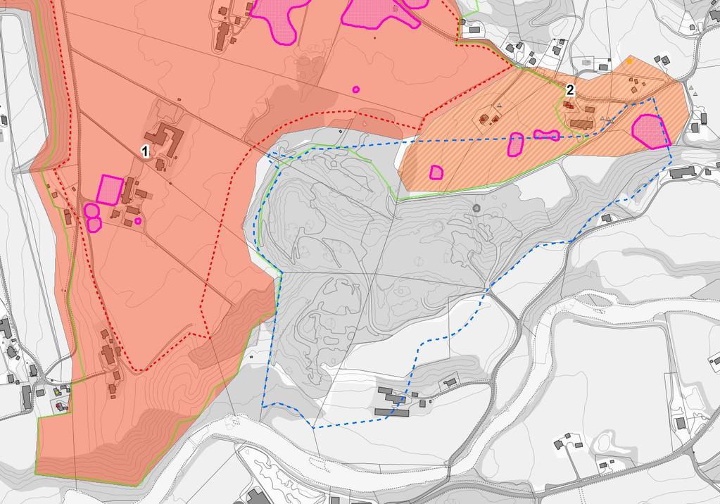 opplevd som del av heilskapen på terrassen. Kulturmiljøet i denne rapporten er såleis noko vidare enn det siste framlegget for juridisk grense knytt til fredningsforslaget. Figur 5.