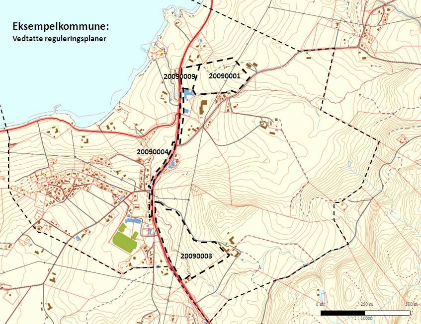 Figur 4-2: Eksempel på planregister som planoversikt, kartdelen.