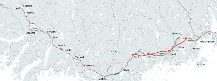 E39 Kristiansand- vest-lyngdal vest (62 km) Utarbeidelse av kontraktstrategi i