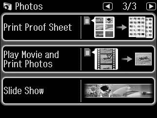 Afspilning af en film og udskrivning af fotos Elokuvan toisto ja valokuvien tulostus Spille av film og skrive ut bilder Spela en film och skriva ut foton A R & 20 B R & 26 C Læg fotopapir i.