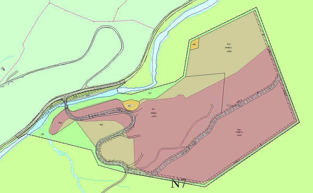 Figur 2: Forslag til reguleringsplan med gjeldende kommuneplan i bakgrunn.