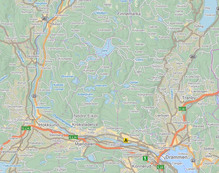 Vedlegg B Orientering Side 4 2. BELIGGENHET OG ADKOMST Dam Glitre ligger i Finnemarka i Lier kommune, ca 3 mil nordvest for Drammen.