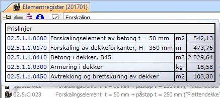 Men vær oppmerksom på at en del elementer inneholder varianter, dvs. alternative poster som står med reseptmengde 0 og som skal slettes hvis de ikke benyttes.