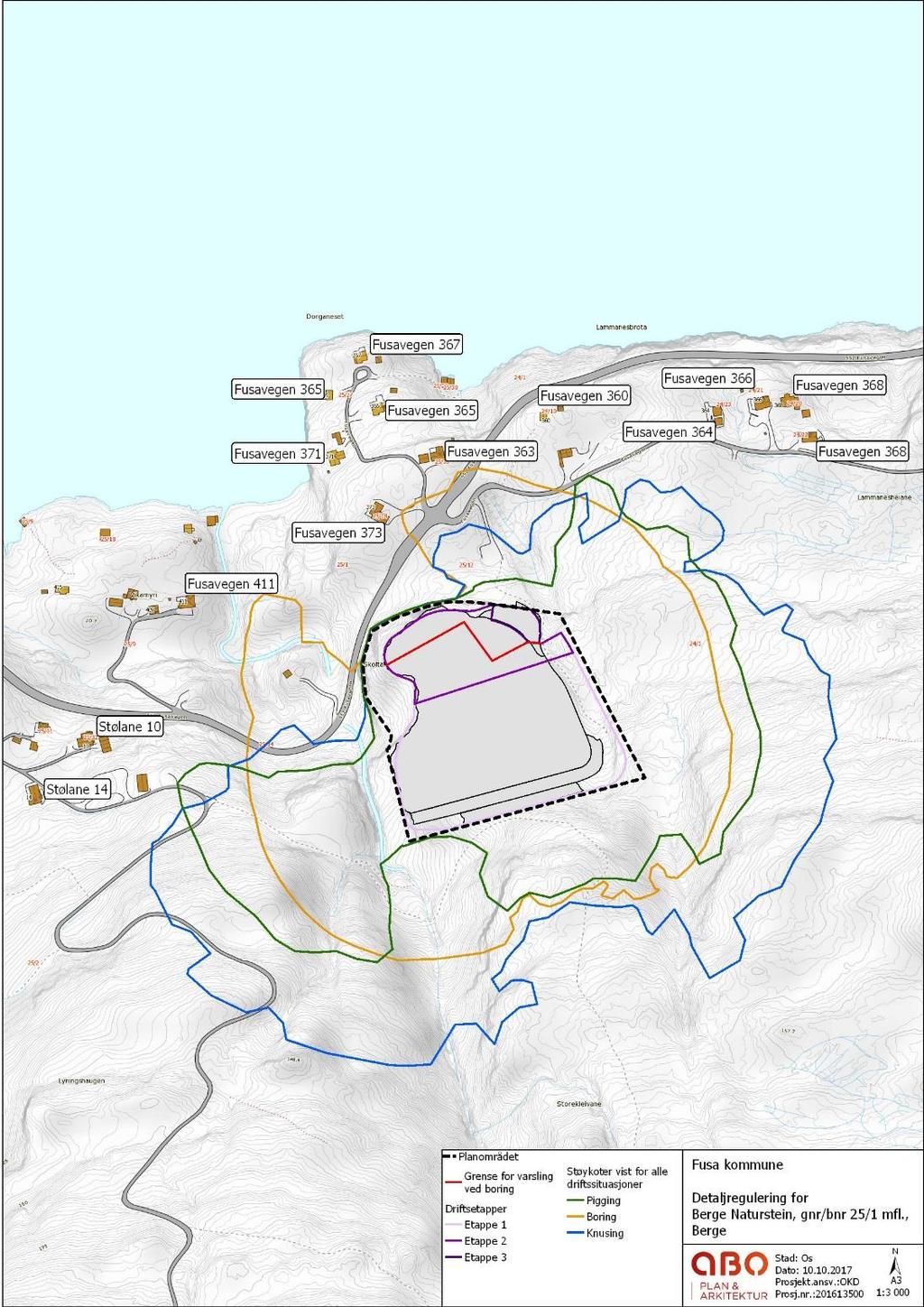 Risiko- og sårbarhetsanalyse for Berge Naturstein Gnr. 25, bnr. 1, m.fl., Jon Berge underestimere støyen. For ytterlegar informasjon om gjennomførte berekningar ver det vist til vedlagt støyrapport.