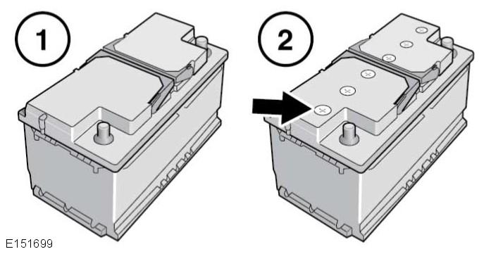 Batteriet avgir eksplosiv, brannfarlig gass. Du må aldri gi starthjelp til (bruke startkabler på), lade eller prøve å starte et kjøretøy med et frossent batteri.