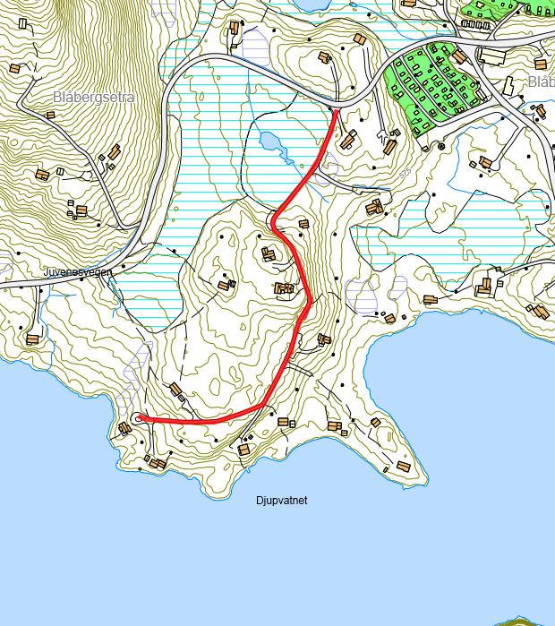 28: Vegen går fra Juvenesvegen mot Djupevatnet.