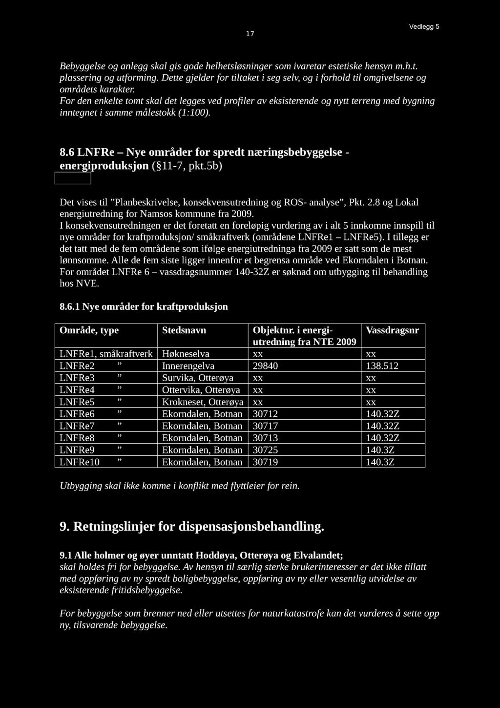 17 Vedlegg 5 Bebyggelseog anleggskalgis godehelhetsløsningersomivaretar estetiskehensynm.h.t. plasseringog utforming.dettegjelderfor tiltaket i segselv,og i forhold til omgivelseneog områdetskarakter.