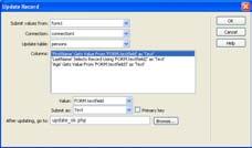 فصل هشتم - ارتباط با پایگاه داده در 137 Dreamweaver Update Record را انتخاب نمایید. شکل 8-29 این کادر را نیز مطابق شکل 8-29 تنظیم کنید.