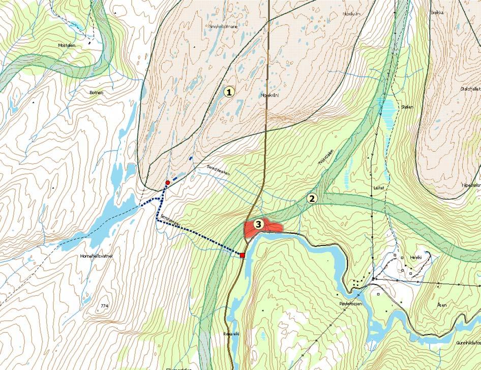 Konsekvensutredning for Eikemo Kraftverk Side 8 Figur 4: Oversikt over lokaliteter registrert i DNs Naturbase og kommunal naturtypekartlegging.