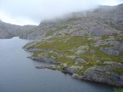 Konsekvensutredning for Eikemo Kraftverk Side 6 Figur 3: Området rundt Hodnefjellsvatnet er preget av svært mye fjell i dagen, og artsfattig vegetasjon dominert av lyng.