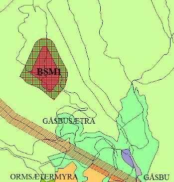 3.9 Råstoffutvinning Følgende arealer foreslås tatt inn i planen som områder for råstoffutvinning: Nr i kart Navn Kommentar BSM1 Vang fjelltak Areal innenfor Gåsbu i Vang almenning.