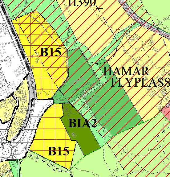 B15 Stavsberg, mot Vognvegen Dagens arealformål: Grønnstruktur Foreslått arealformål: Bolig Arealstørrelse: ca 36 daa Området ligger i området ved avkjøring til Stavsberg miljøstasjon (på begge sider