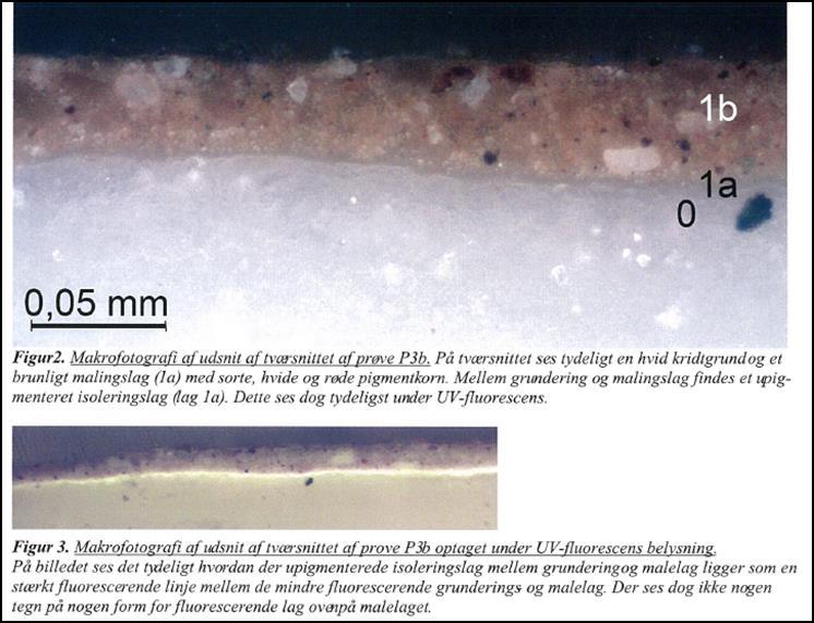 Analyse av bindemiddelet Analyser utført ved Nationalmuseet i København 25 har vist at bindemiddelet i malingen sannsynligvis er linolje.
