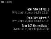3.11. Dykkehistorikk Dykkehistorikk er en oppsummering av alle dykkene du har gjennomført med din Suunto EON Core. Historikken inndeles etter dykkemodus brukt for dykket.