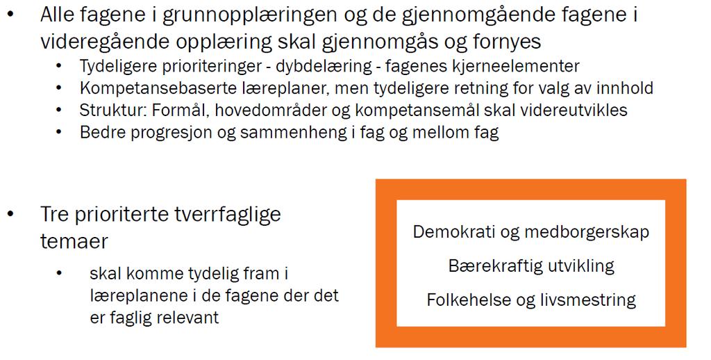 Hva skal gjøres læreplaner for fag