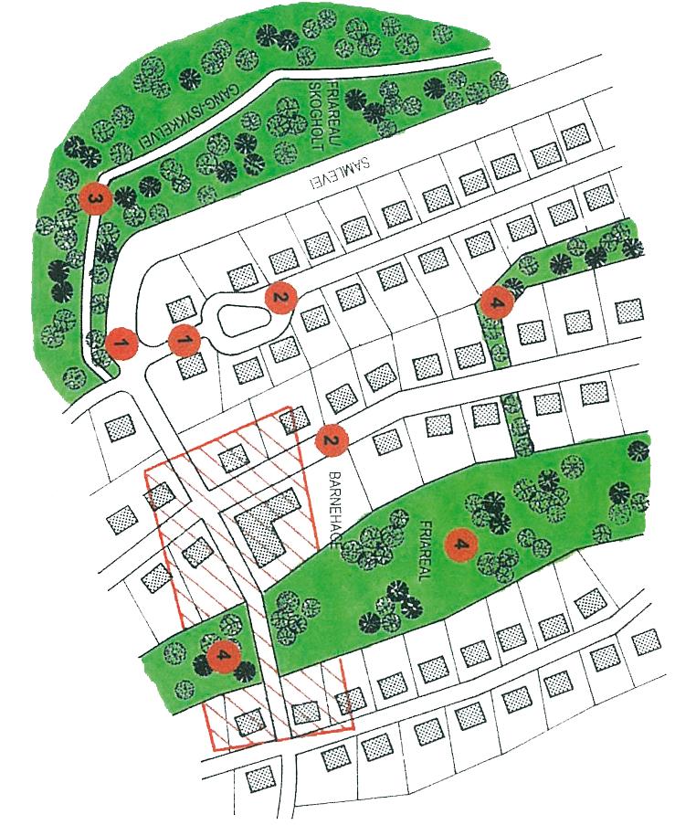 28 SJEKKPUNKTER FOR BOLIGAREALER Disse illustrasjoee viser hvorda plaee for et boligområde ka sjekkes opp mot krimialitetsforebyggede hesy.