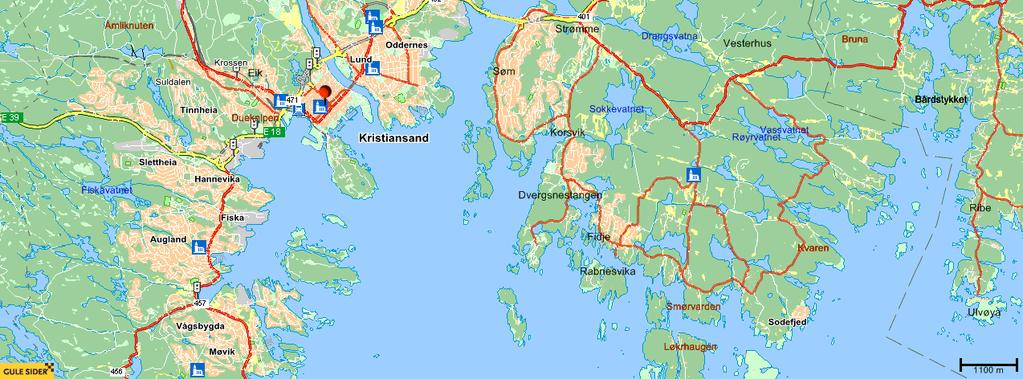Kristiansand kommune Kristiansand kommune strekker seg over 277 km², hvor 36 km² er bebygd område, km² er jordbruksareal, 5 km² produktivt skogareal og 5 km² ferskvann.