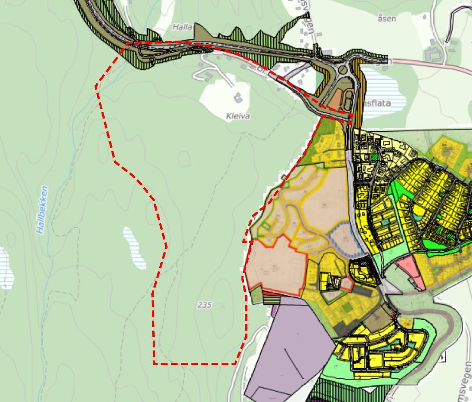 Gjeldende regulering Området er uregulert med unntak av en liten del i nord der reguleringsplan for FV 704 Røddekrysset Tanem går inn i