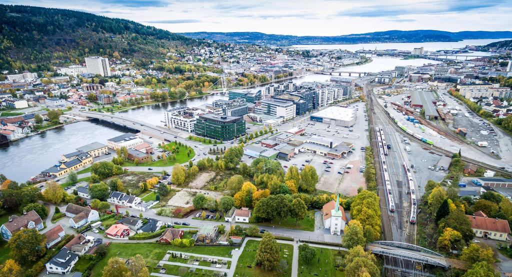 Ypsilon Bragernes Sentrum NSB og Flytog Union Brygge Øvre Sund bru Svært sentral plassering