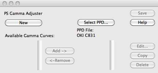 Verktøy som er felles for Windows/Mac OS X For Mac OS X PS-skriverdriver Skrive ut en fil med den justerte gammakurven. 3 Bruke programvare for verktøy 1 Start verktøyet for PS-gammajustering.
