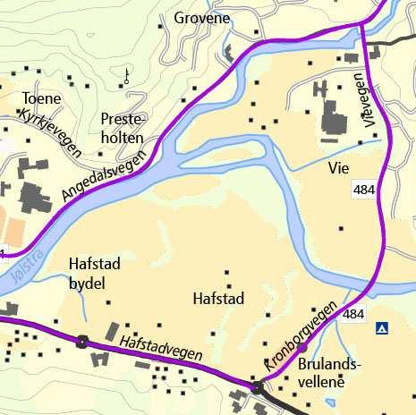 6.1.4 Frå sentrum langs Angedalsvegen Vievegen Kronborgvegen og langs Hafstadvegen tilbake til sentrum Mykje brukt turveg, men også aktuell som arbeidsrute til sentralsjukehuset for gåande.