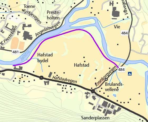 6.1.7 Frå Hafstadparken langs Jølstra sørside - til Kronborgvegen Aktuell som turveg lannngs Jølstra frå Hafstadparken til Brulandsvellene.