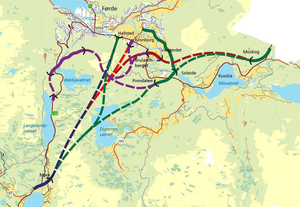 Alternative trasear for E39 Rv5 gjennom sentrum Sør skal utgreiast nærare 2 RETNINGSLINER FOR BYUTVIKLING (kommunedelplan for planmessig sentrumsutvikling) Kommunedelplanen for planmessig