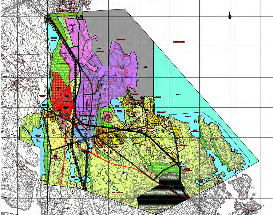 Figur 4.2.1: Gjeldande kommunedelplan for Ågotnes I gjeldande kommunedelplan er det synt eit sentrumsområde sør for riksvegen, ved rundkøyringa.