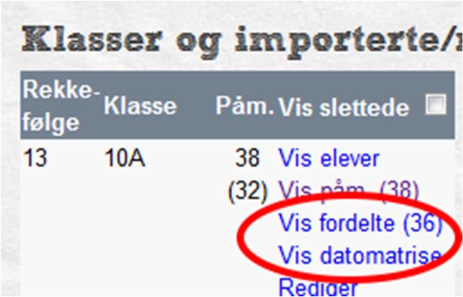 forsikre seg om at alle elevene har fått minst ett hovedvalg innfridd. Dette gjør du ved å klikke «Vis påm.» i hovedmenyen, deretter «Vis alle», og sortere lista på navn ved å klikke tittel «Navn».