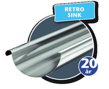 PLASTMO RETRO SINK Et eksklusivt takrennesystem med stor avvanningskapasitet. Systemet består av en rekke standardelementer, utformet i klassisk design med karakteristisk rund vulst.