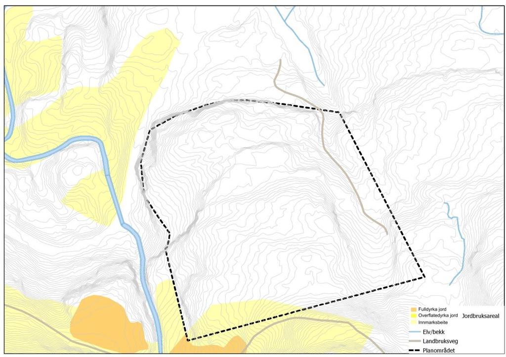 8.9 Konsekvensar for landbruksareal Planforslaget medfører følgjande omdisponering av landbruksareal ihht. Institutt for skog og landskap sitt jordbruksarealkart.