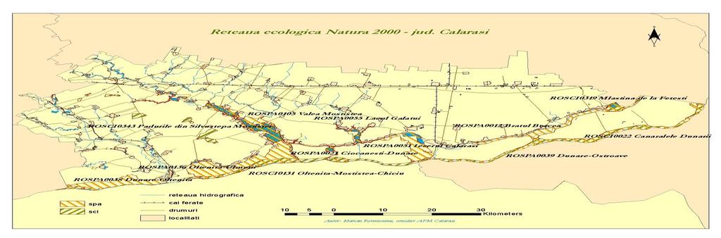 5.3.3. Arii naturale protejate de interes comunitar REŢEAUA NATURA 2000 Număr total: SCI şi SPA : 13 din care: SPA =8 1. ROSPA0012 Braţul Borcea ; 2. ROSPA0021 Ciocăneşti Dunăre ; 3.