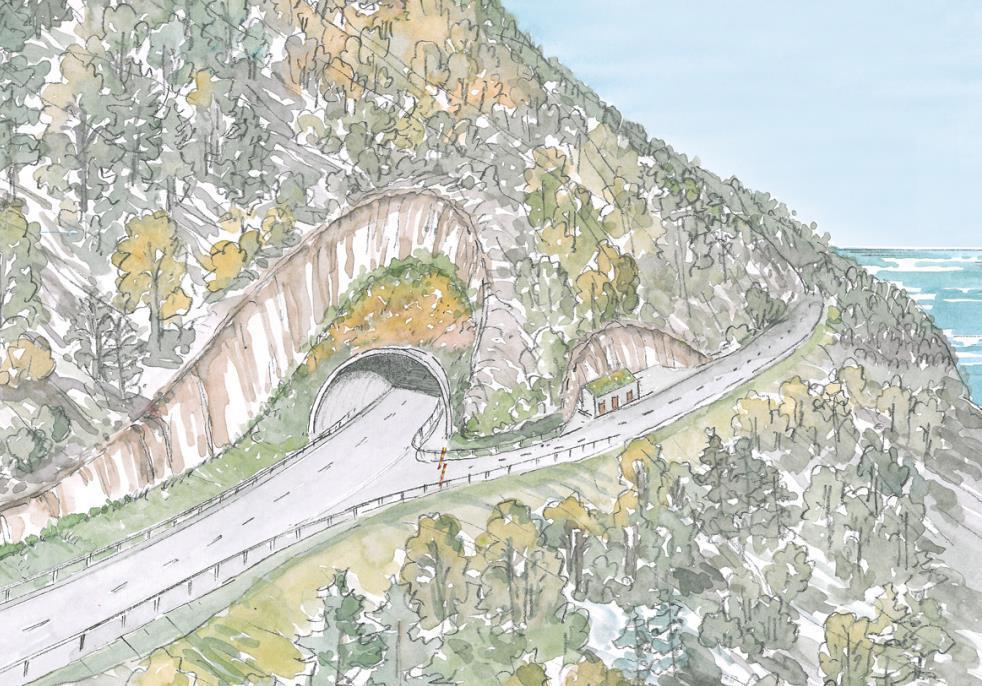 Handlingsprogram for samferdsel i Akershus 2018-2021 Figur 16 - Skisse av ny Byrudberga tunnel (Smaragdtunnelen) fv. 33 KILDE: SVV Aktuelle tiltak i fv.