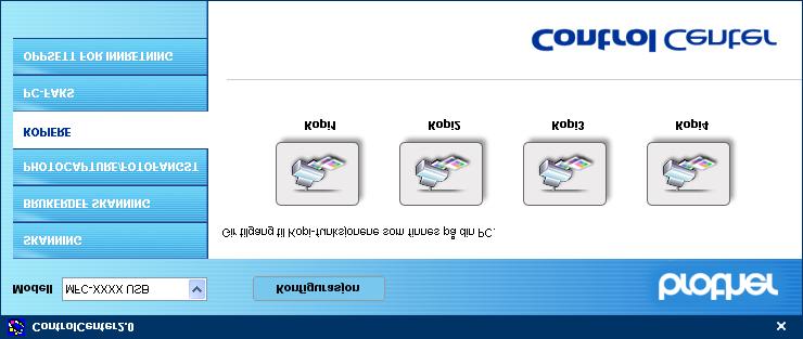 Kopi De fire Kopi-knappene kan tilpasses slik at du drar nytte av de innebygde funksjonene i Brother-skriverdriverne og kan foreta