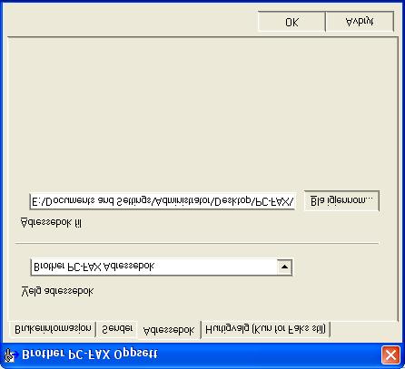 Addressebok Hvis Outlook Express er installert på PC-en din, kan du velge hvilken adressebok som PC-FAX skal bruke til sending,