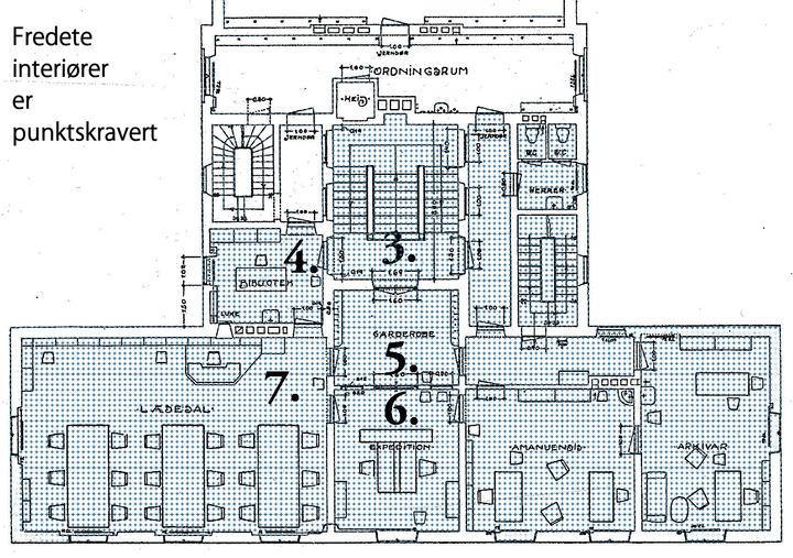 BYGNING 297 STATSARKIV BG. - HOVEDBYGNING Kompleks 131 STATSARKIVET I BERGEN Oppr. plan etter Byggekunst 2. etg. 1924.