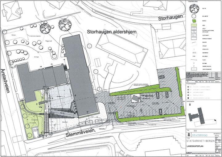 KOMPLEKS 131 STATSARKIVET I BERGEN Landskapsplan fra ombyggingen 2011-2012.