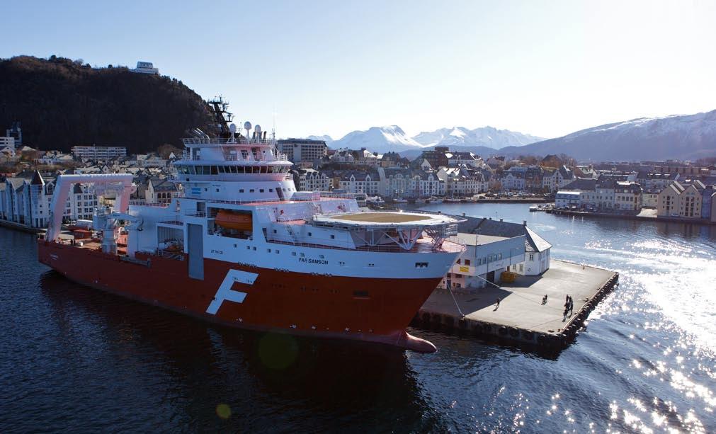 Far Samson i Ålesund Offshore AS, Brevik. Skipet er befraktet til StatoilHydro på en 5 års kontrakt. I forbindelse med overtakelsen av skipet er det trukket et langsiktig lån på NOK 280 mill.