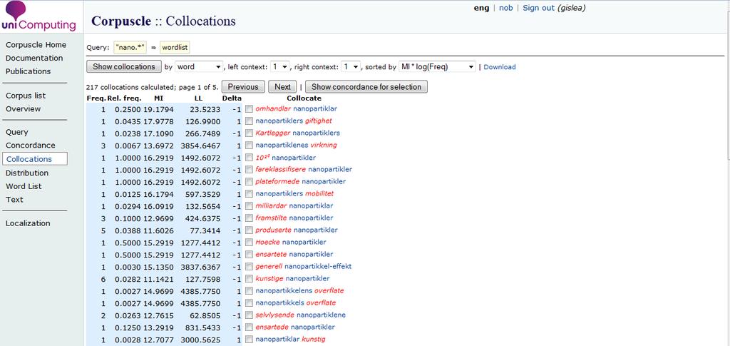 Kollokasjonsanalyse og korpus-basert