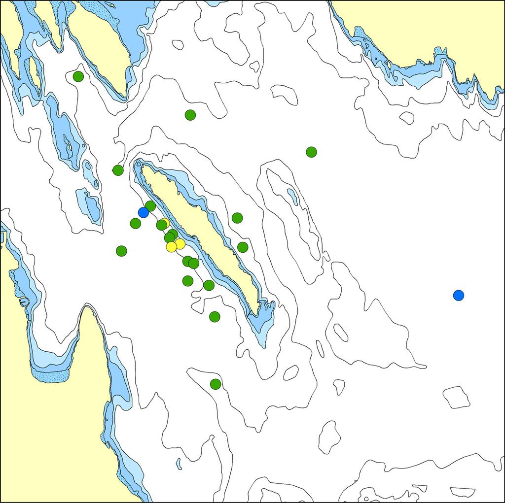 NIVA 563-28 5.3 Resultat Analysen av sedimentprofilbilder i henhold til BHQ-indeksen er vist i Figur 15. Generelt var bunnforhold i de åpne delene av fjorden gode (Tilstandsklasse I og II).