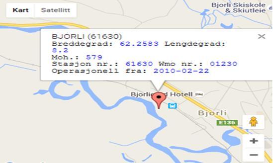 Værdata Nærmeste værstasjon som tilhører Statens vegvesen er Brustugulia som ligger ved E136 øverst i Romsdalen.