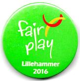 Lillehammer 2016, fiolett button ø 40 mm Fair Play,
