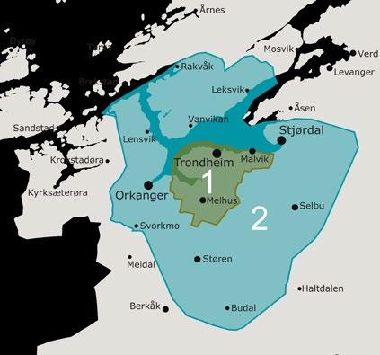 10.3.2 Beholde dagens Stor-Trondheim Det er vurdert et alternativ der dagens Stor-Trondheim beholdes som sone 1.