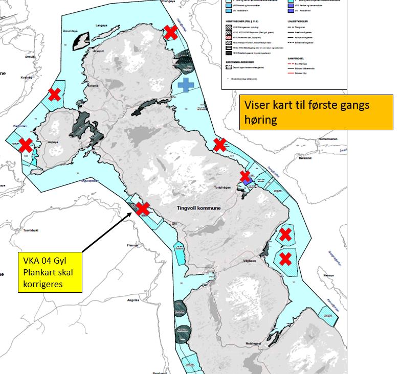 areal for akvakultur stort sett er foreslått i ytre områder, for eksempel rundt Smøla og ytre deler av Kristiansund.