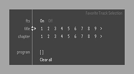 FTS-video Med FTS-video-funksjonen kan du lagre dine egne favorittitler og -kapitler (DVD) og dine favorittspor og indekser (video-cd) for en bestemt plate i spillerens minne.