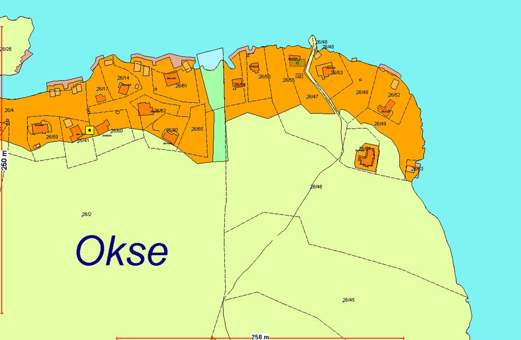 Bakgrunn for saken: Det er søkt om tillatelse til tiltak for oppføring av fritidsbolig, redskapsbod/sjøbod og brygge på GB 26/55 Okse. Tiltakene er i strid med kommunedelsplan.