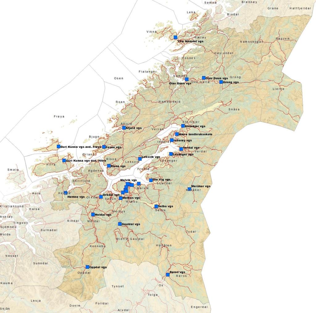 TRØNDELAG FYLKESKOMMUNE: Areal 41 000 km 2 Driftsbudsjett 5,8 mrd Investeringer ca 1,5 mrd 4700 ansatte