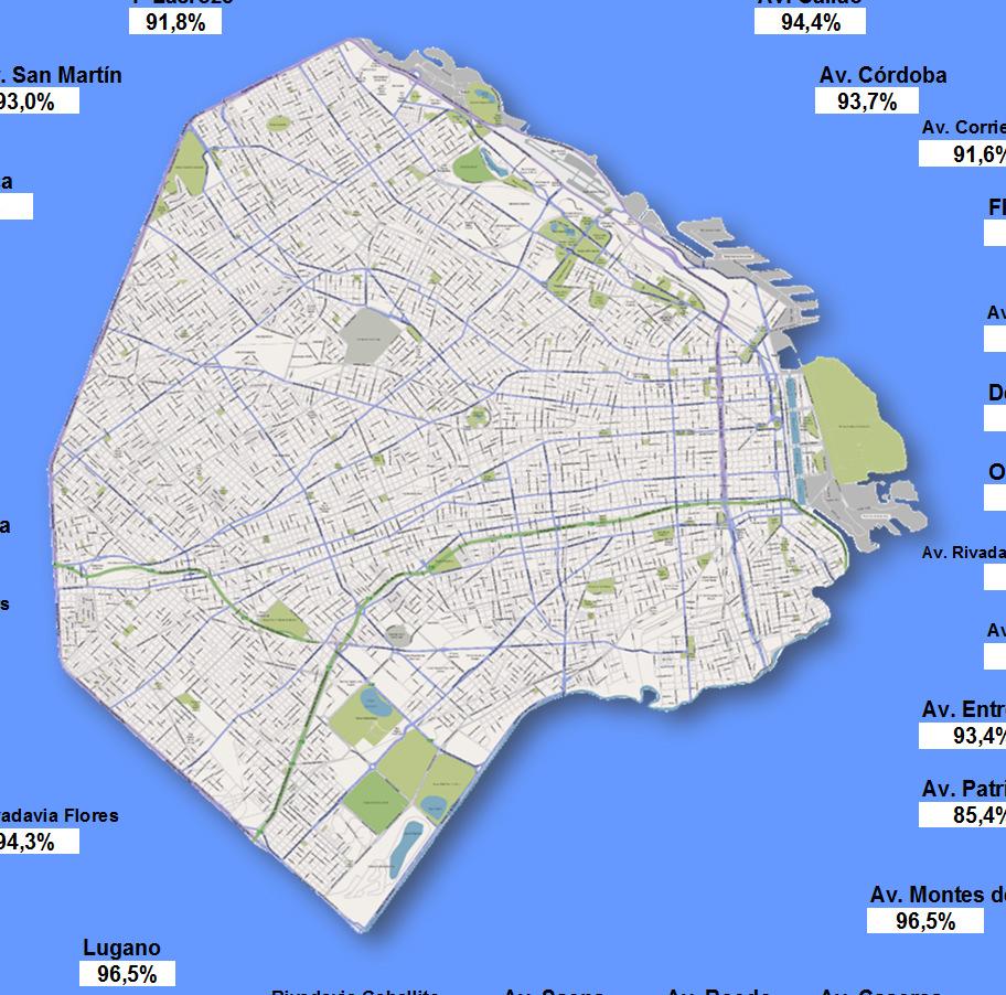 DISTRIBUCION GEOGRAFICA DEL INDICE DE OCUPACION DE LOCALES COMERCIALES Av.