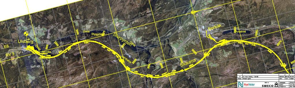 Lengere traseendring fra Ulsberg og forbi Berkåk: Flytter veglinja fra vestsida til østsida av Buvatnet og går nord øst for Dovrebanen mot Ulsberg (lengde ca 16 km)